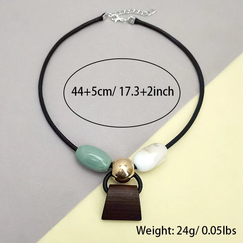 Bohemian Handmade Beaded Cord Necklace