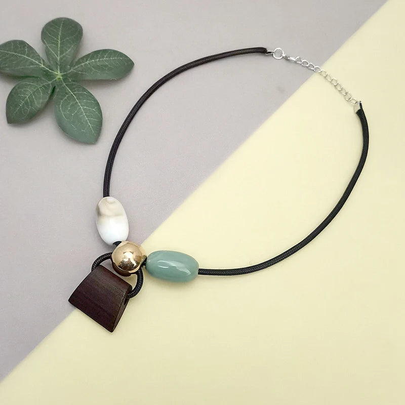 Bohemian Handmade Beaded Cord Necklace