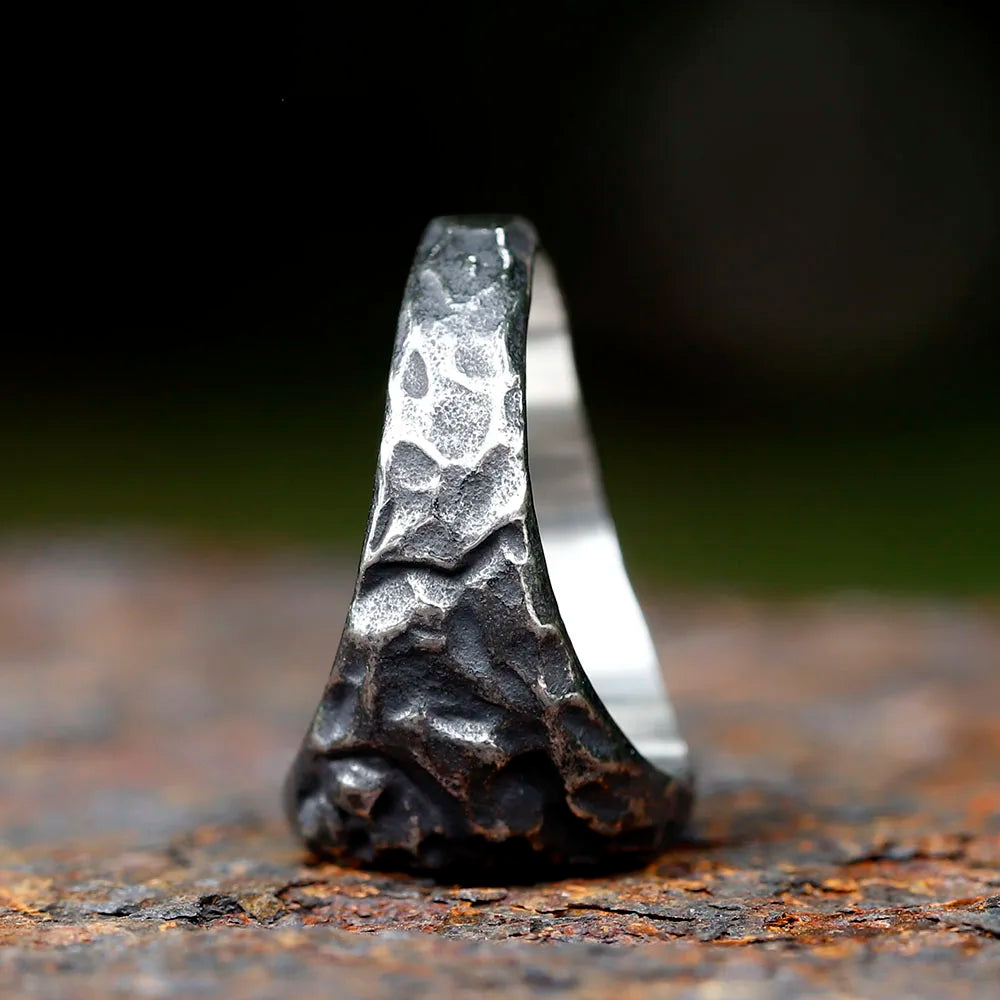 2023 New 316L Stainless Steel ENGRAVED SIGNET for Men's Ring gravel pit rough dome Unique Jewelry for gift free shipping