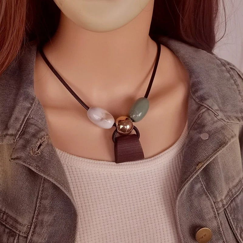 Bohemian Handmade Beaded Cord Necklace