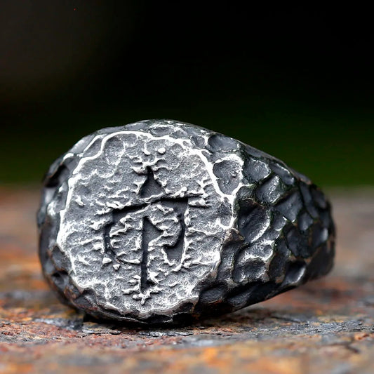2023 New 316L Stainless Steel ENGRAVED SIGNET for Men's Ring gravel pit rough dome Unique Jewelry for gift free shipping